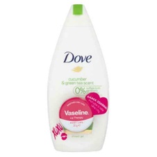 Dove Sprchový gel Cucumber & Green tea scent + Vaseline 500 ml