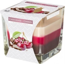 Bispol Tříbarevná vonná svíčka ve skle - Chocolate Cherry 170 g