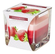 Bispol Tříbarevná vonná svíčka ve skle - Strawberry 170 g