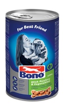BONO Adult pes konzerva kousky drůbeží+zelenina 415 g