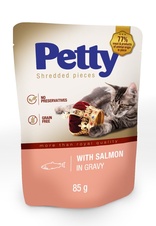 PETTY kapsička pro kočky trhané kousky losos 85 g
