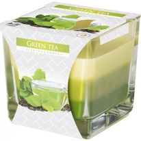 Bispol Tříbarevná vonná svíčka ve skle - Green Tea 170 g