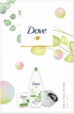 Dove sprchový gel Fresh Touch Cucumber 250 ml + Dove tableta 100g + Sprchová houba (dárová sada)