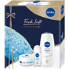 Nivea Fresh Soft sprch. gel 250 ml + antiperspirant roll-on 50 ml + hydratační krém 100 ml
