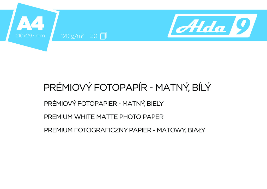 Fotopapír A4 120 g/m2, premium matný, bílý, 20 listů