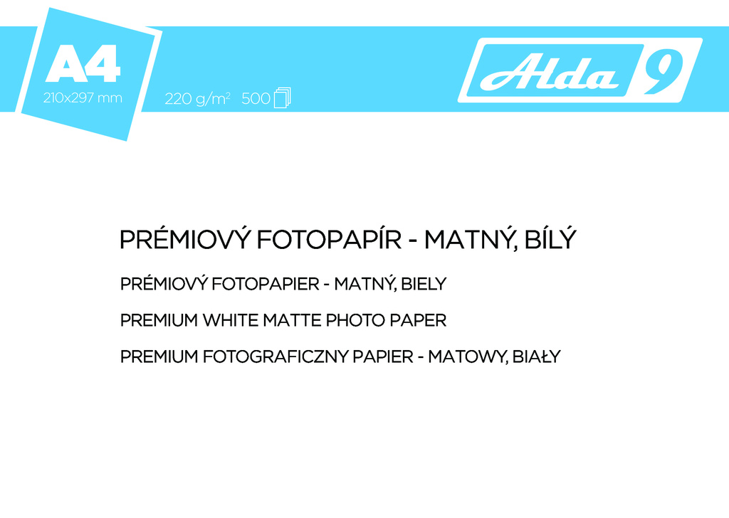 Fotopapír A4 220 g/m2, premium matný, bílý, 500 listů