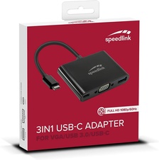 Speedlink 3in1 USB-C to VGA / USB / USB-C Adpater, HQ (SL-180027-BK)