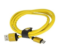 Omega PUCL1-YW Micro USB to USB leather cable 1 m, žlutá