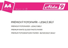ALDA9 Fotopapír A4 180 g/m2, premium lesklý, bílý, 50 listů