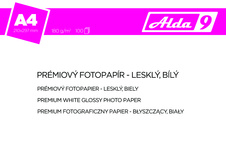 ALDA9 Fotopapír A4 180 g/m2, premium lesklý, bílý, 100 listů