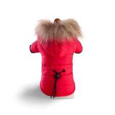 Zimní bunda s kapucí pro psa - Červená