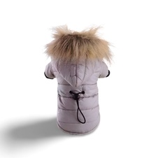 Zimní bunda s kapucí pro psa - Šedá
